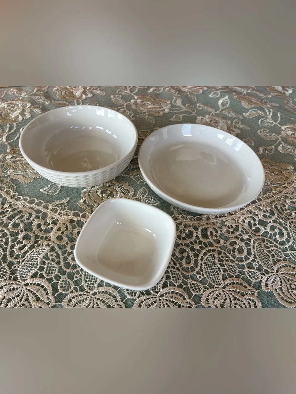 White Ceramic Serving Bowls - Set of 3